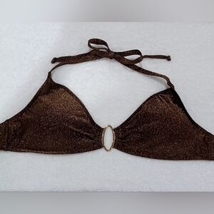 VENUS Brown Lurex Front Ring Bikini Top, Size 32DDD/34DD/36D